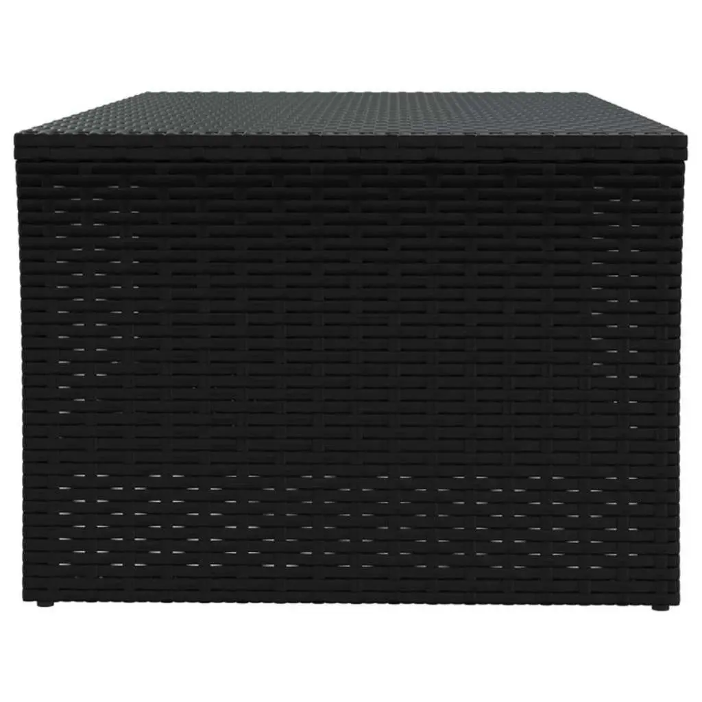 Coffee Table Black Poly Rattan Outdoor Garden Patio with Steel Frame and Shelf