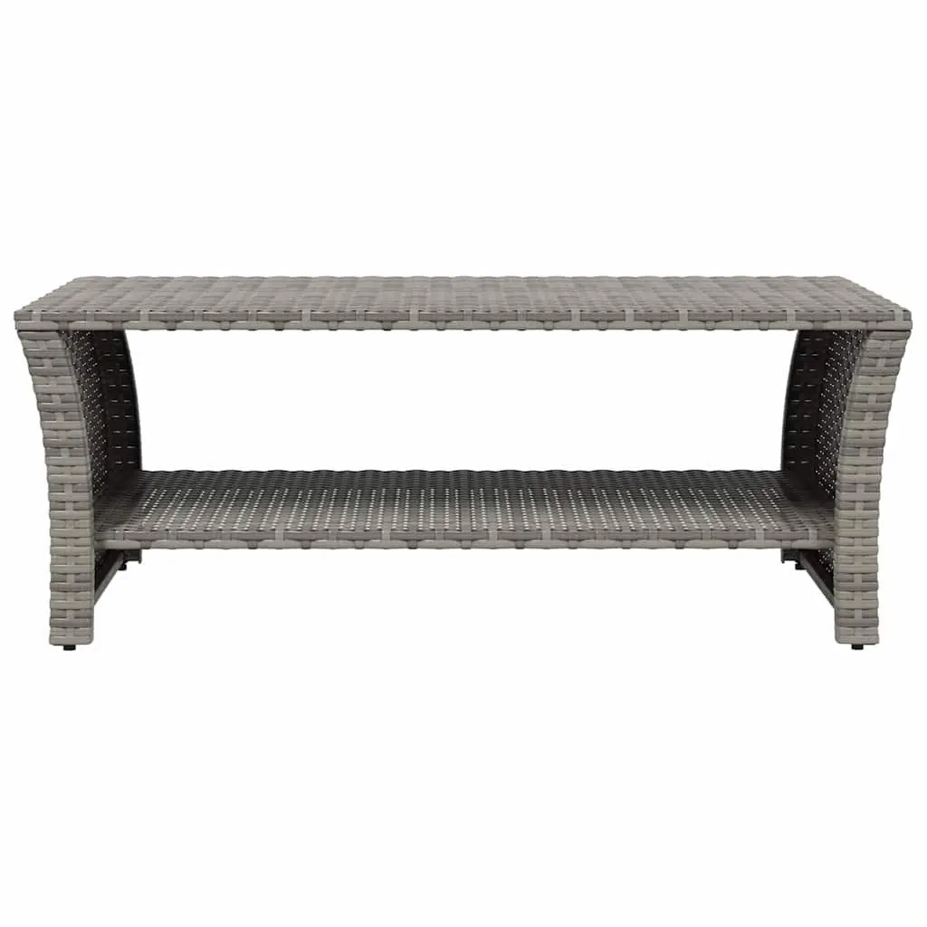 Coffee Table Grey Outdoor Patio Poly Rattan with Storage Shelf