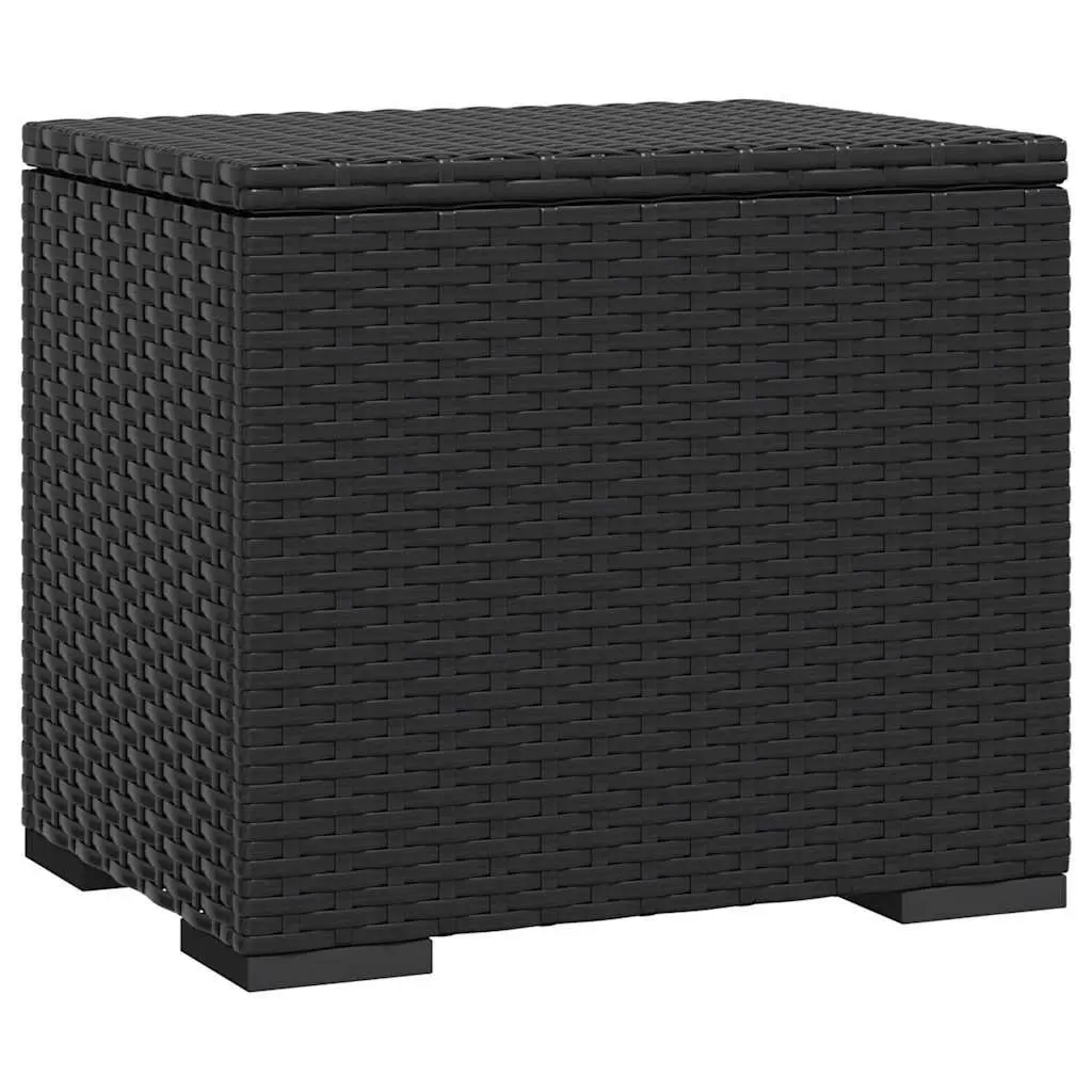 Outdoor Footstool Ottoman with Removable Cushion Black Poly Rattan Seat