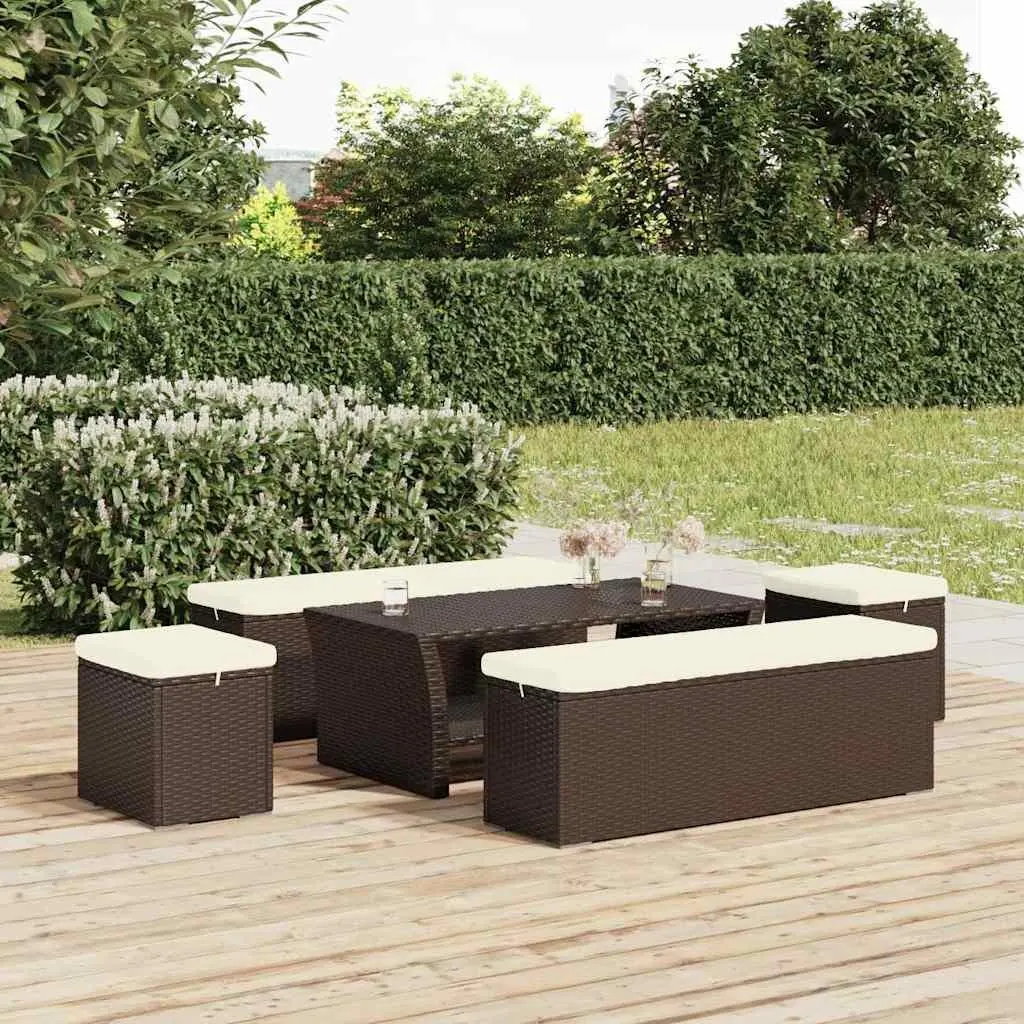 Brown Ottoman Footrest with Weather-Resistant Cushion