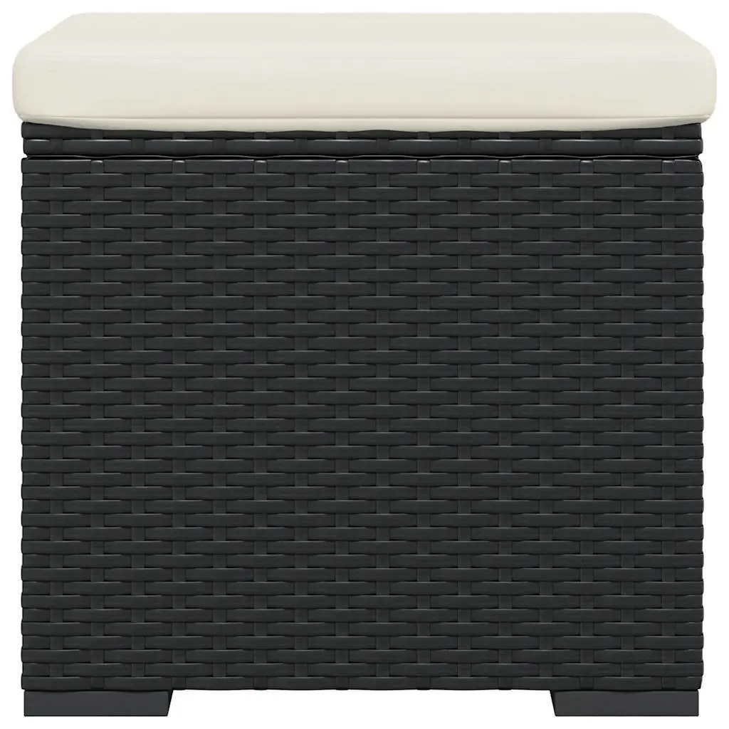 Ottomans Black 40x30x40 cm PE Rattan with Cushions Set of 2