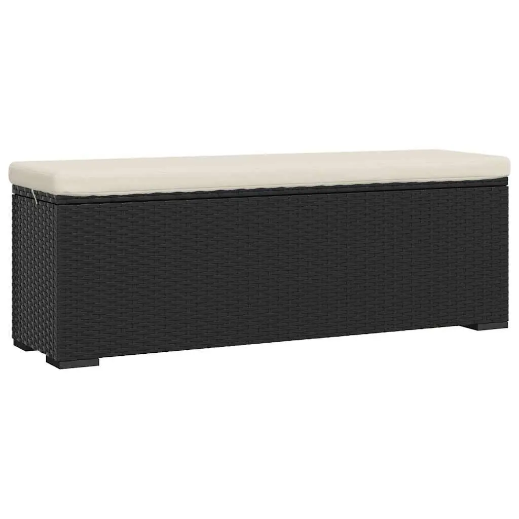 Outdoor Ottoman Bench Black 110 x 30 x 40 cm Removable Cushion Poly Rattan Patio Seating