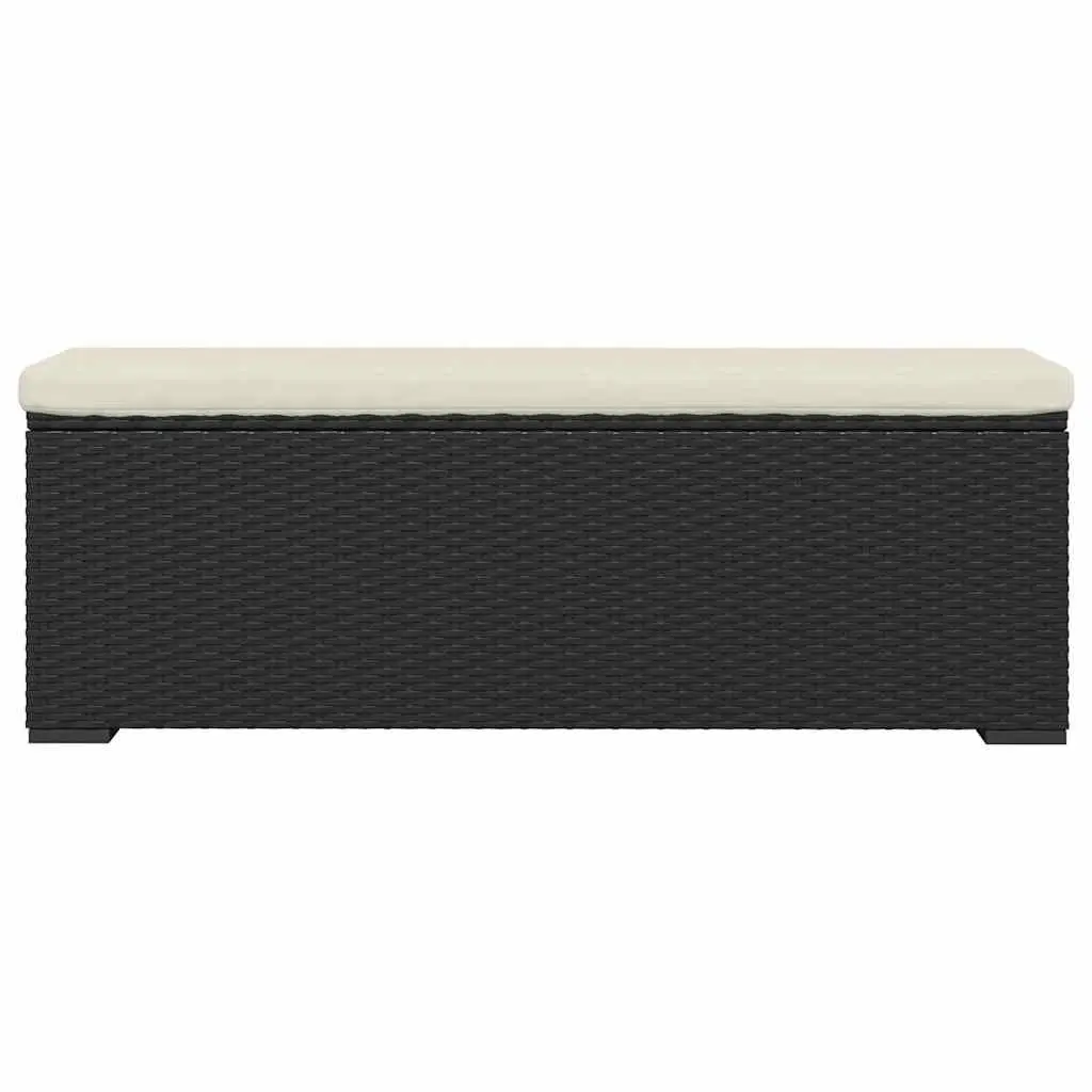 Outdoor Ottoman Bench Black 110 x 30 x 40 cm Removable Cushion Poly Rattan Patio Seating