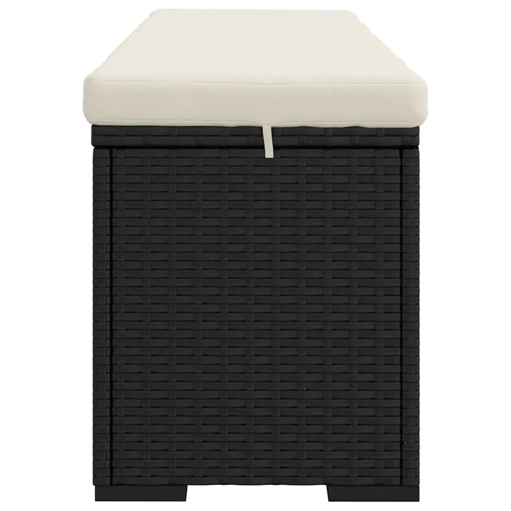 Outdoor Ottoman Bench Black 110 x 30 x 40 cm Removable Cushion Poly Rattan Patio Seating