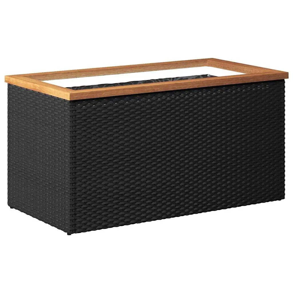 Planter Black 80x40x40 cm Poly Rattan Outdoor Raised Bed Flower Box