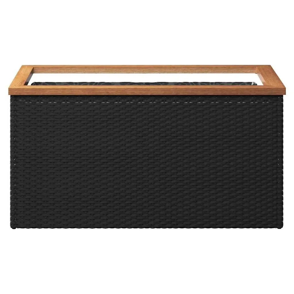 Planter Black 80x40x40 cm Poly Rattan Outdoor Raised Bed Flower Box