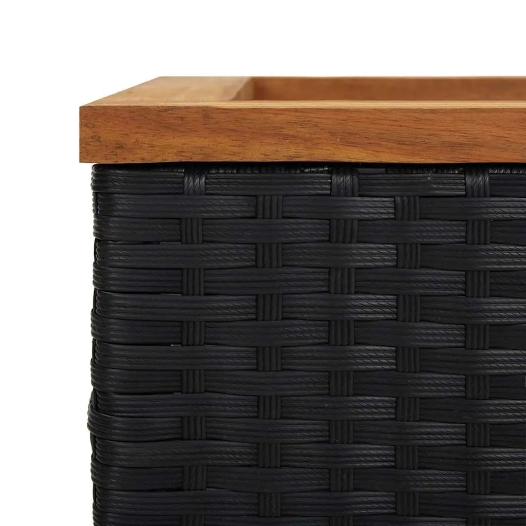Planter Black 80x40x40 cm Poly Rattan Outdoor Raised Bed Flower Box
