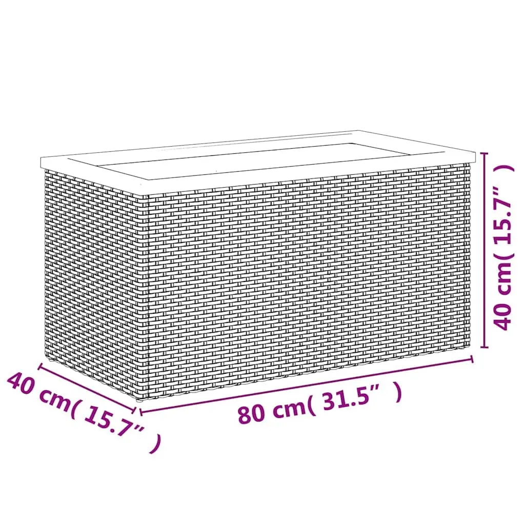 Planter Black 80x40x40 cm Poly Rattan Outdoor Raised Bed Flower Box