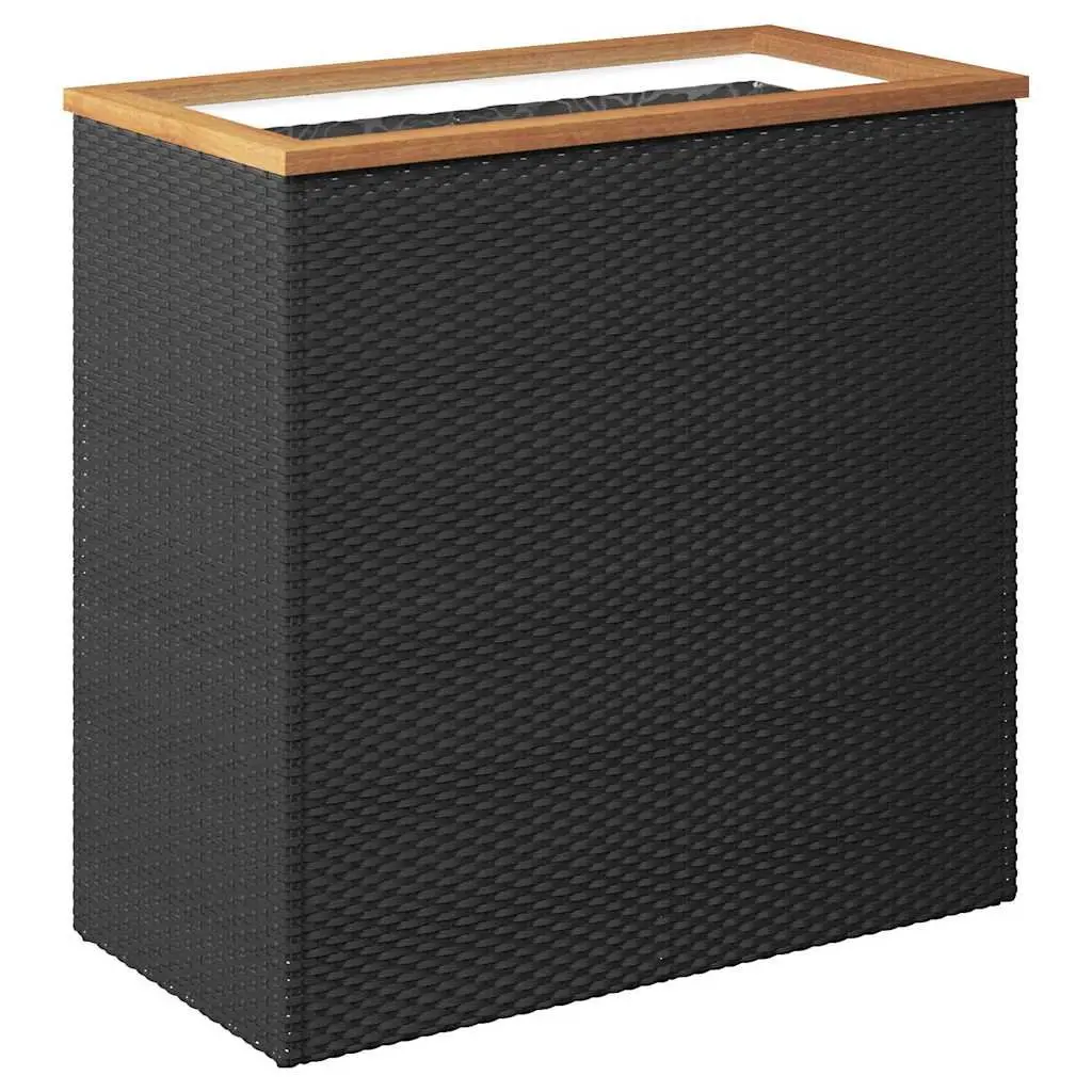Poly Rattan Planter Black 80x40x80 cm Durable Weather Resistant Garden Raised Bed Outdoor Flower Pot Box