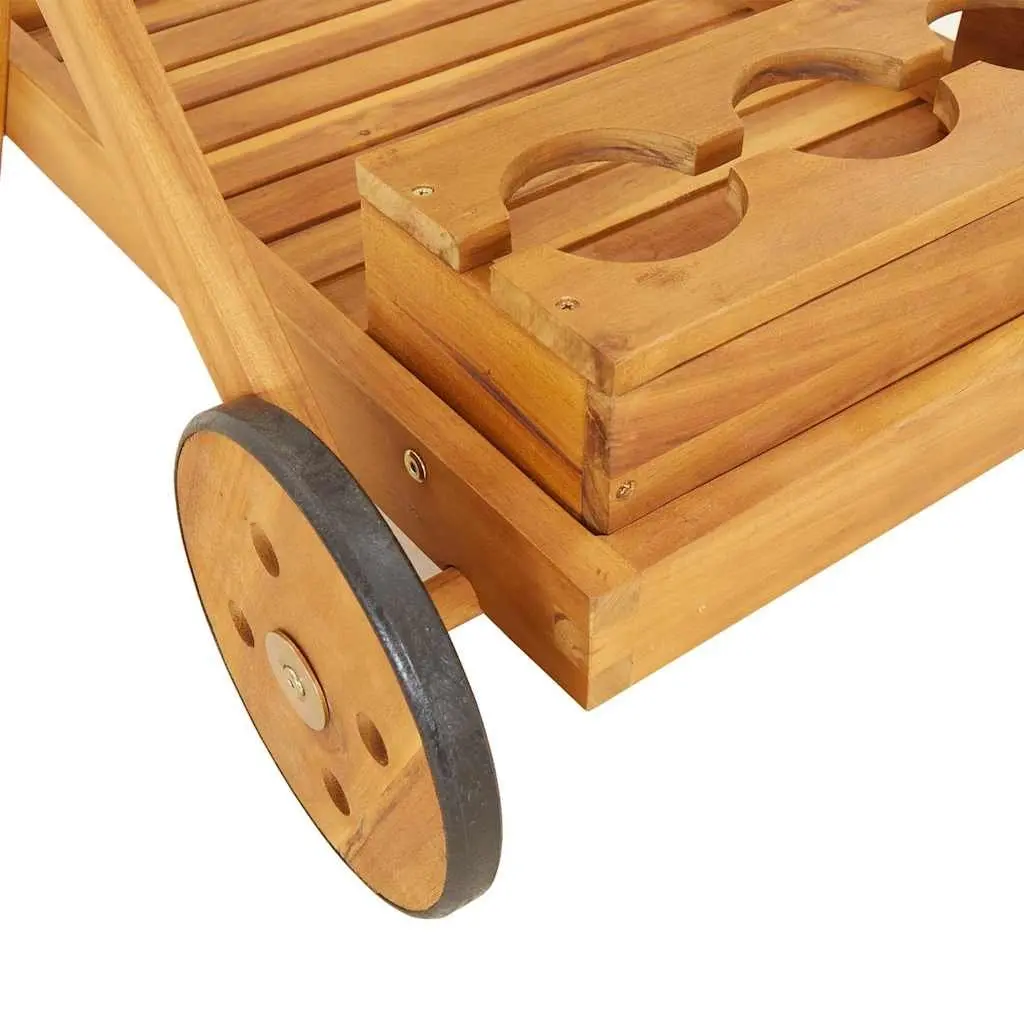 Tea Trolley Brown 54x87x90cm 2-Tier Solid Acacia Wood with Wheels