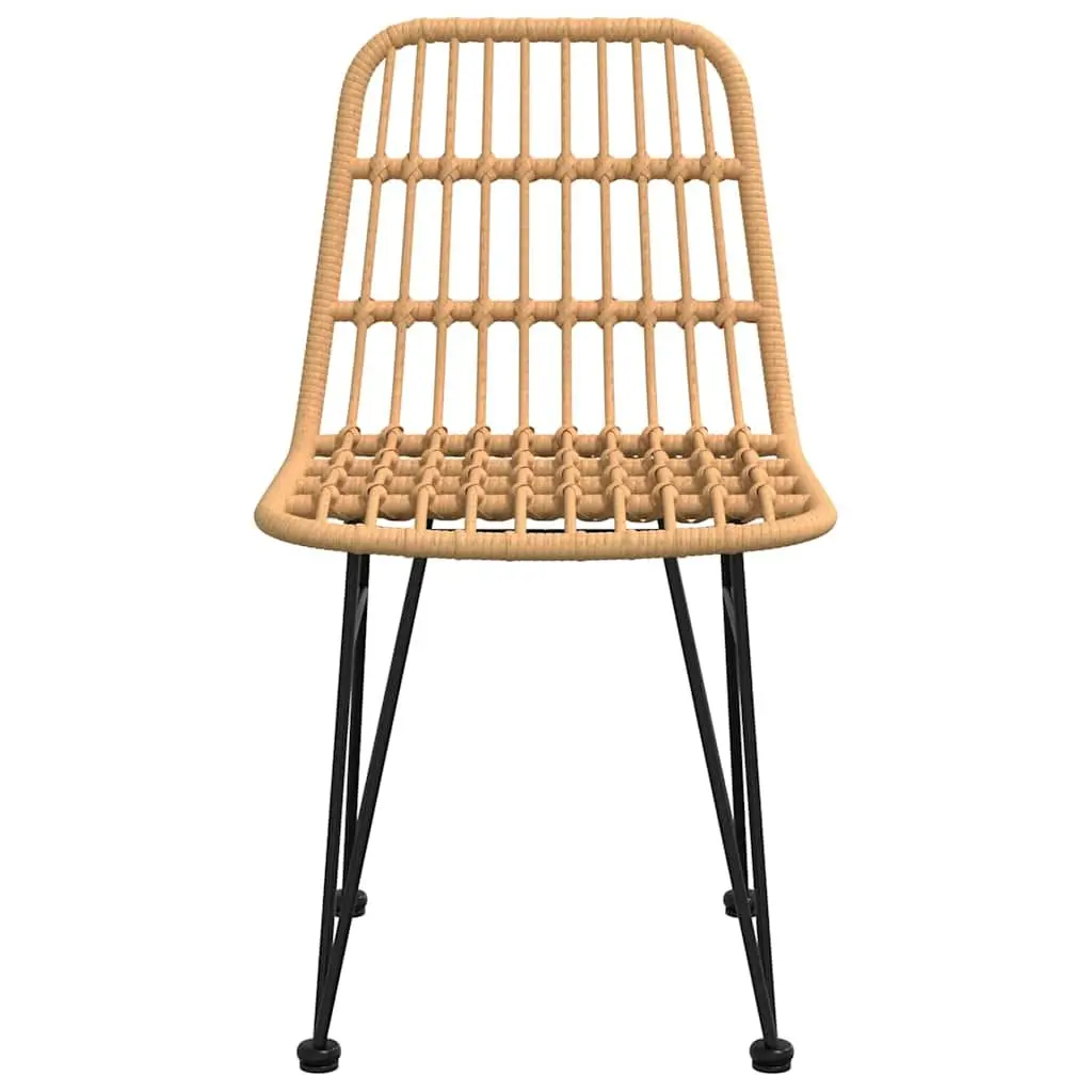 Outdoor Garden Chairs 2 pcs Set Patio Seating Brown Rattan Backrest Dining