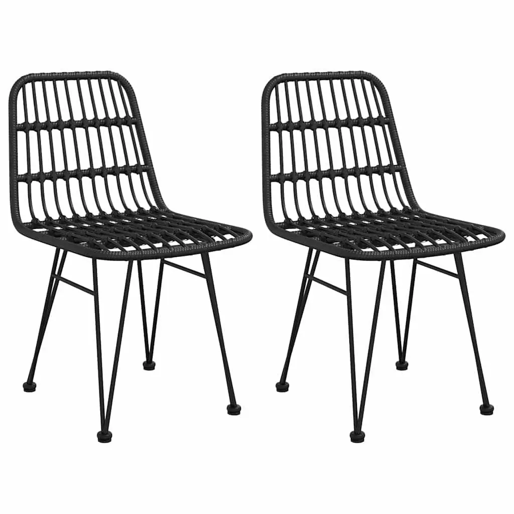 Outdoor Garden Chairs Black 2 Piece Patio Seating with Backrest