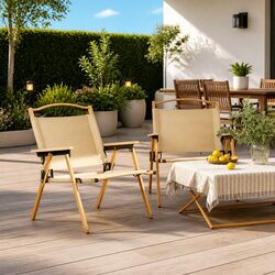 Beige Camping Chairs Set
