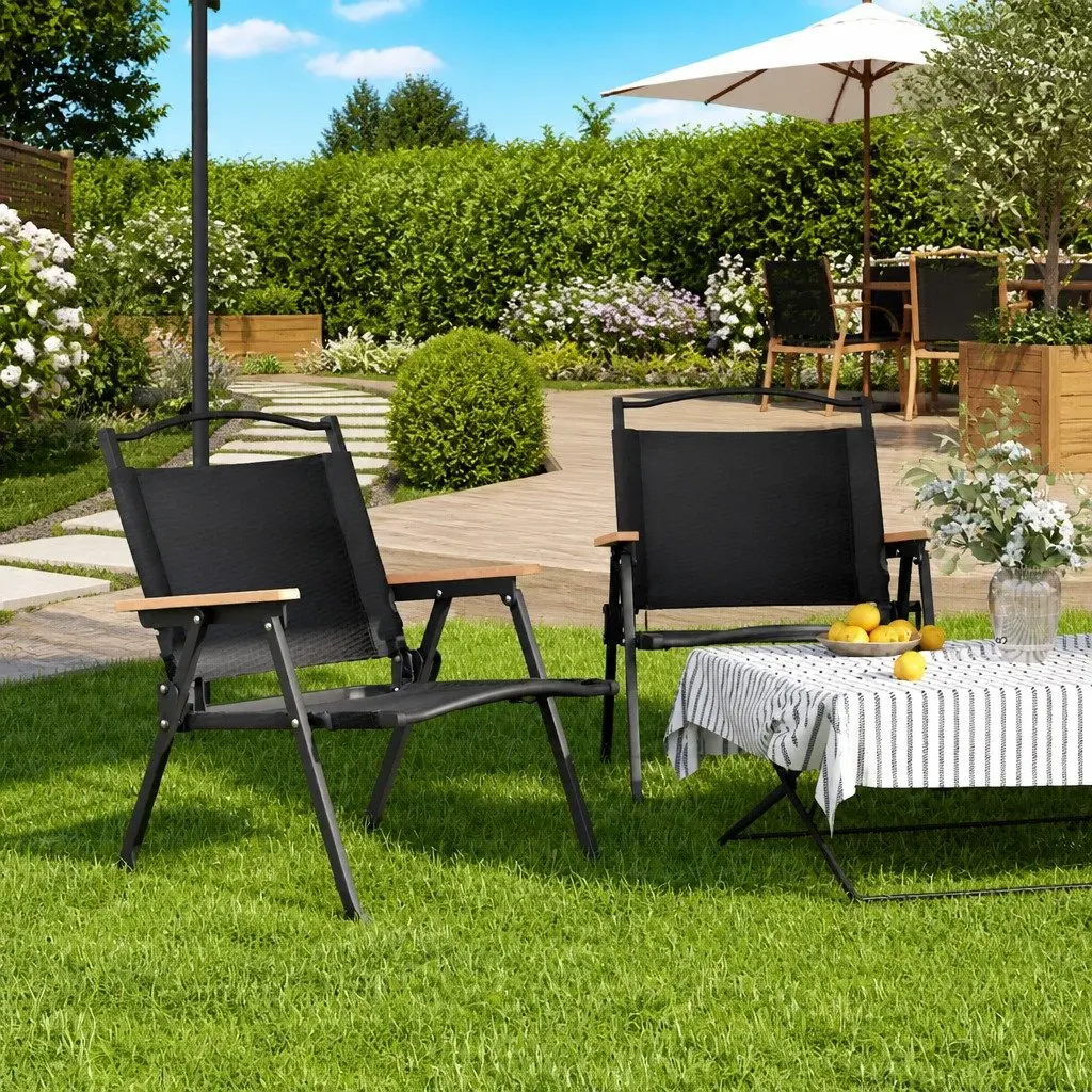 Black Folding Camping Chairs, 2 Included