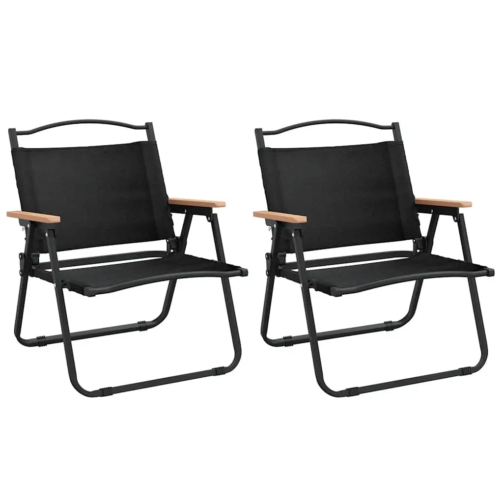Black Folding Camping Chairs, 2 Included