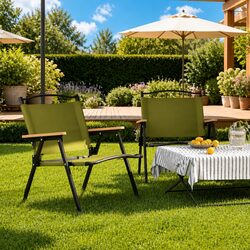 Compact Green Folding Camping Chairs - 2 Piece Set