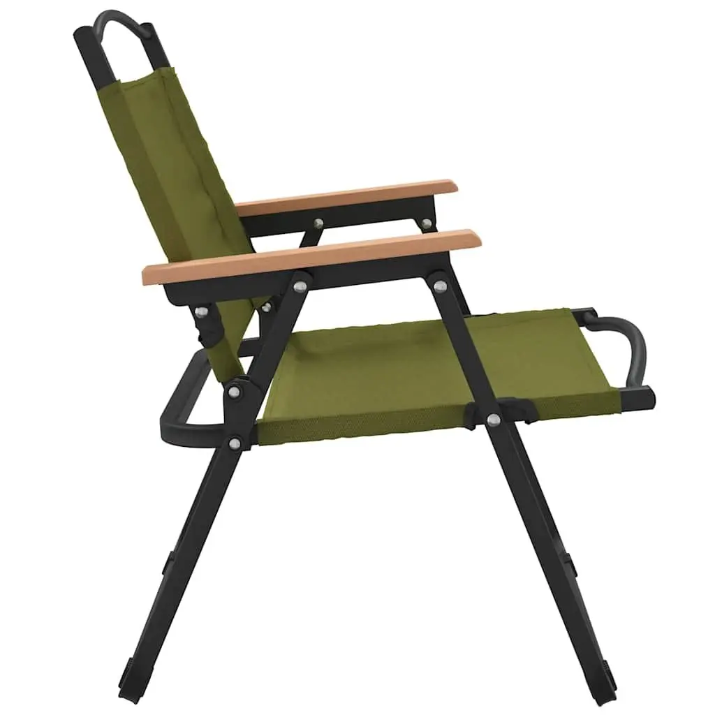 Camping Chairs Green Portable Folding 2 Piece Lightweight Oxford Fabric Sturdy Steel Frame