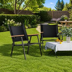 Outdoor Camping Chairs Folding Portable Black Picnic Beach Garden Seating 2 pcs