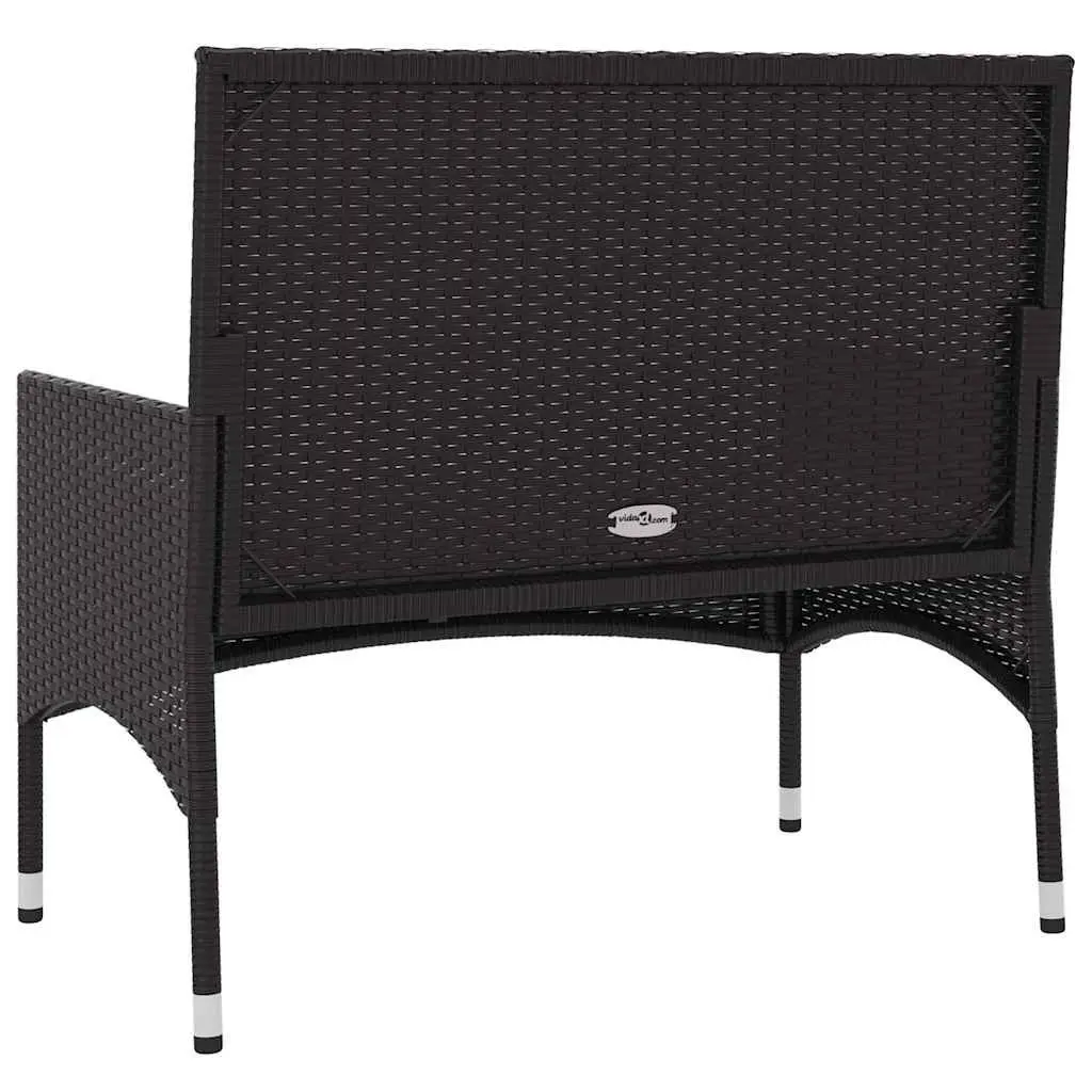 2-Seater Black Garden Bench Outdoor Furniture with Cushions Poly Rattan Patio Seating