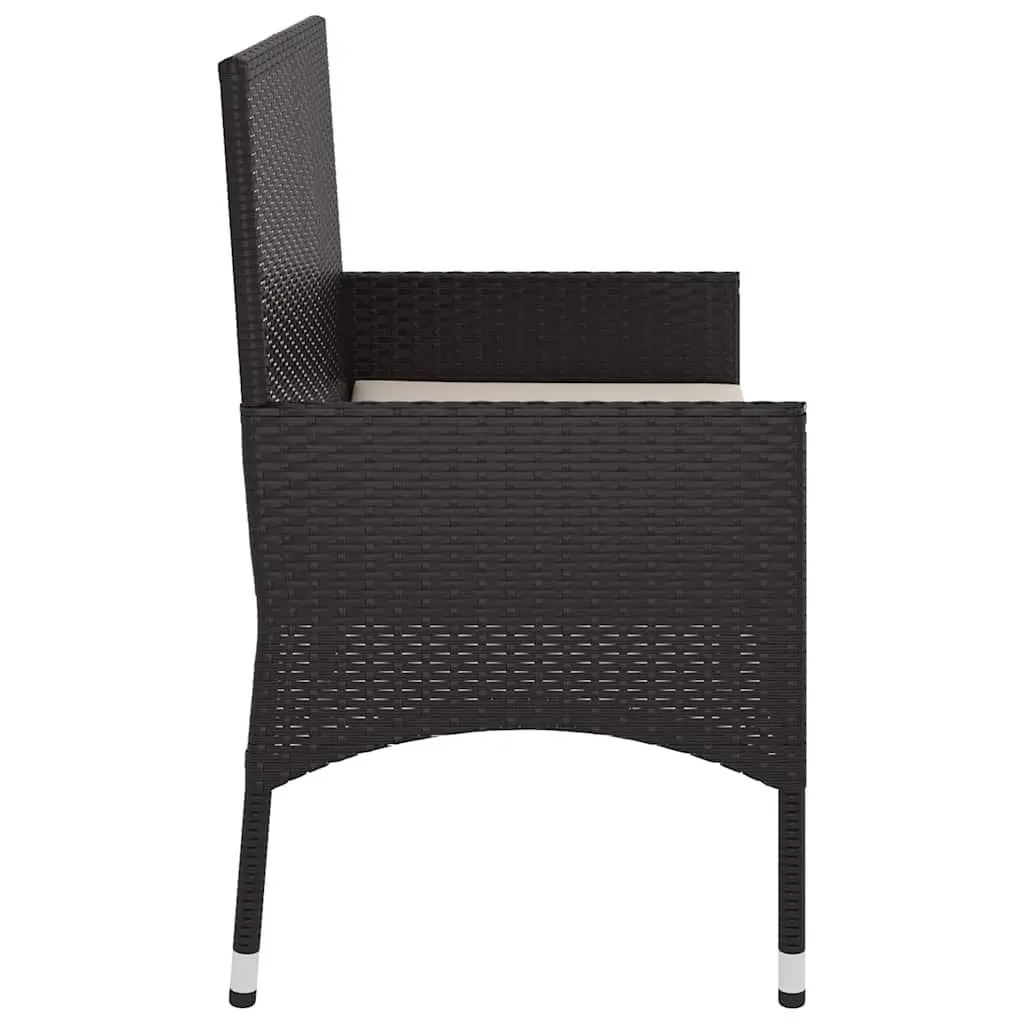2-Seater Black Garden Bench Outdoor Furniture with Cushions Poly Rattan Patio Seating