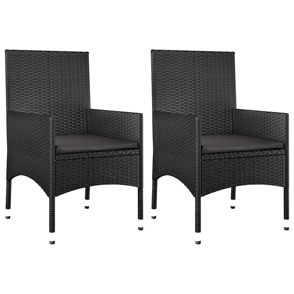 Garden Lounge Set 4 Piece Outdoor Furniture Black Poly Rattan with Cushions
