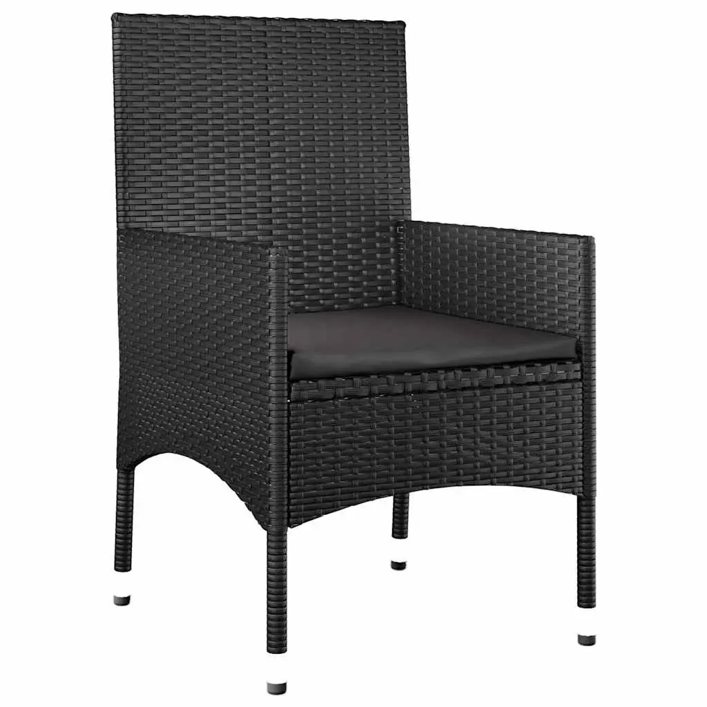 Garden Lounge Set 4 Piece Outdoor Furniture Black Poly Rattan with Cushions