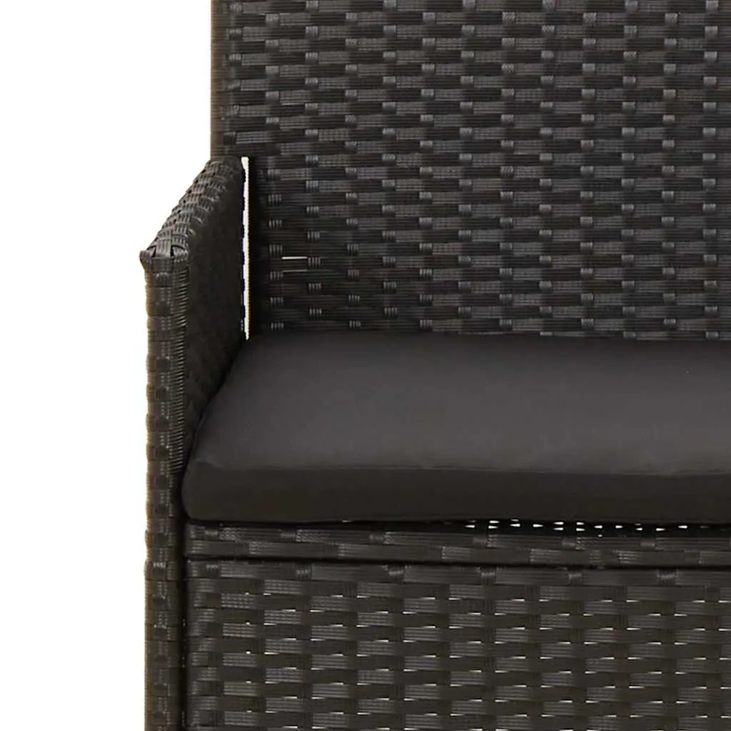 Garden Lounge Set 4 Piece Outdoor Furniture Black Poly Rattan with Cushions