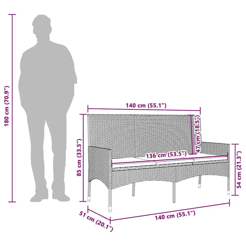 Garden Lounge Set Grey 4 Piece Outdoor Furniture Poly Rattan with Cushions