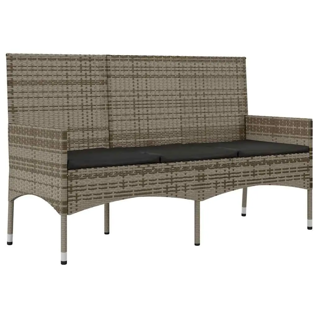 Garden Lounge Set Grey 4 Piece Outdoor Furniture Poly Rattan with Cushions