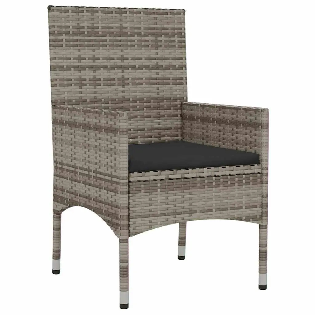 4 Piece Garden Lounge Set Grey Poly Rattan Outdoor Furniture with Cushions