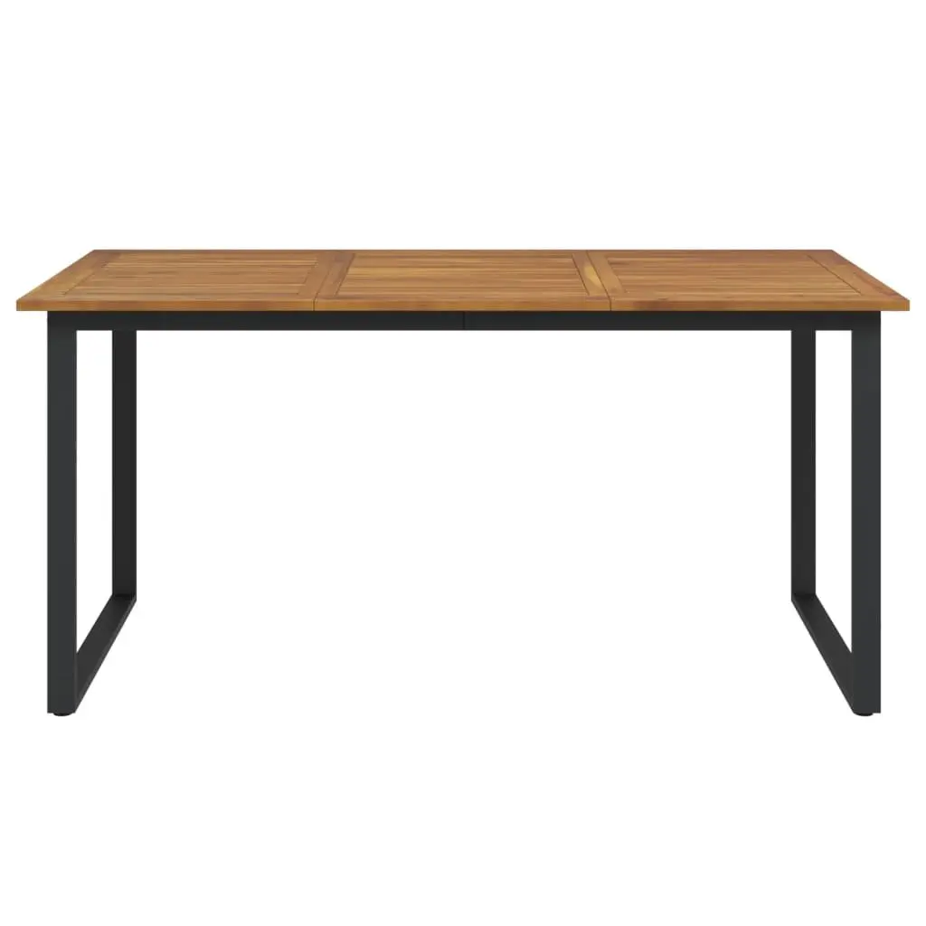 Outdoor Garden Table Brown 160x80x75cm Solid Acacia Wood U-Shaped Legs