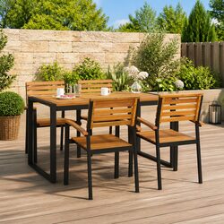 Solid Acacia Wood Garden Table with Stability Features