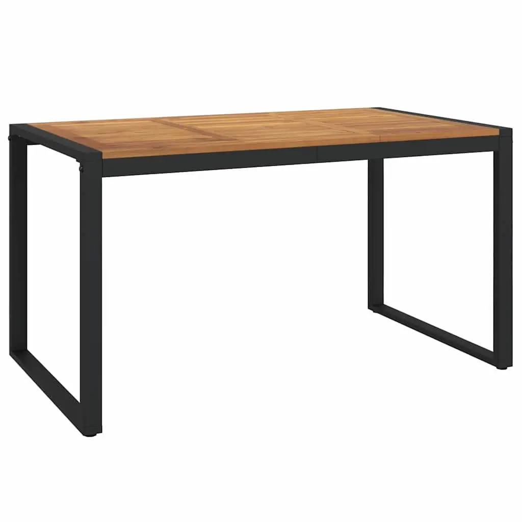 Outdoor Garden Table Brown Solid Acacia Wood U-shaped Legs