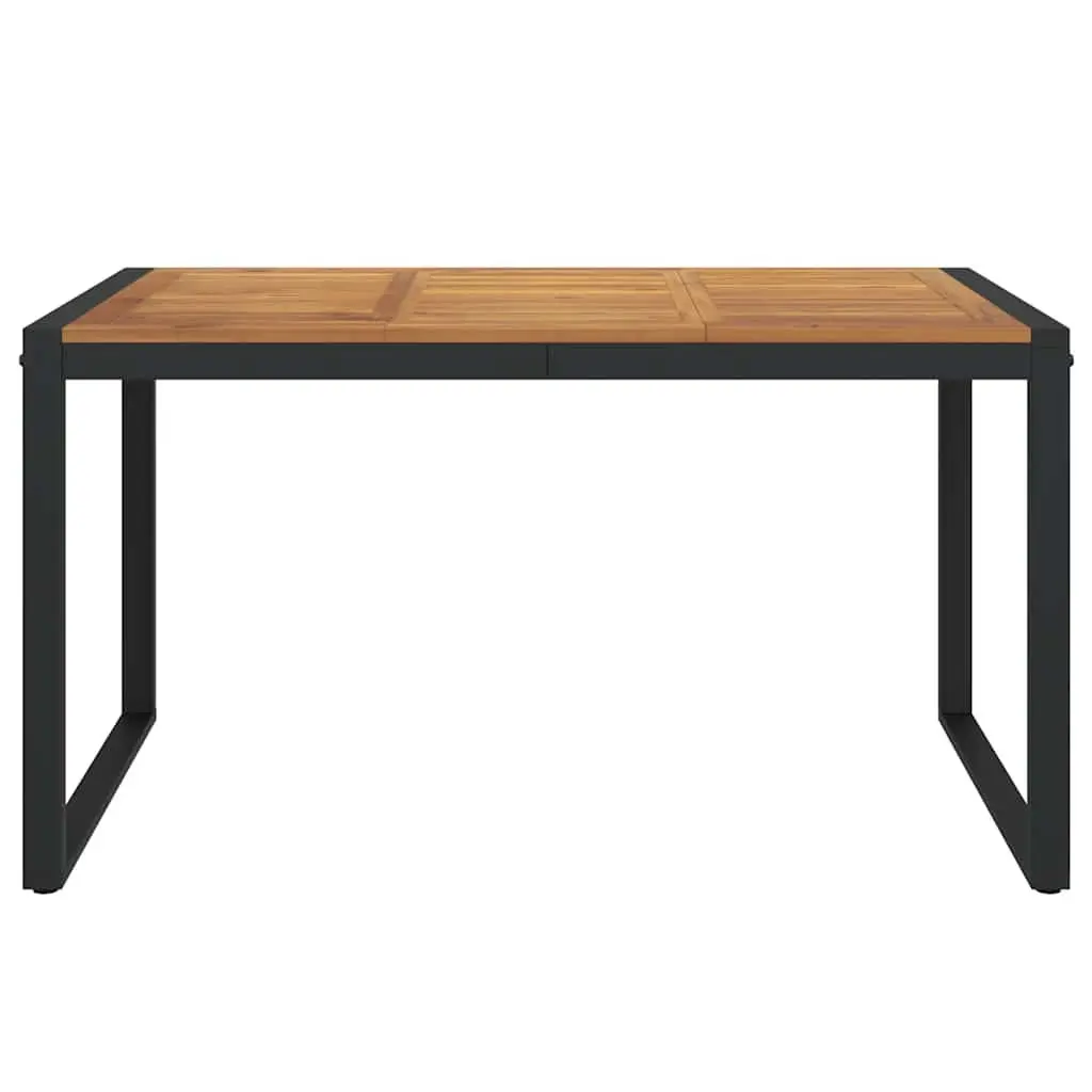 Outdoor Garden Table Brown Solid Acacia Wood U-shaped Legs