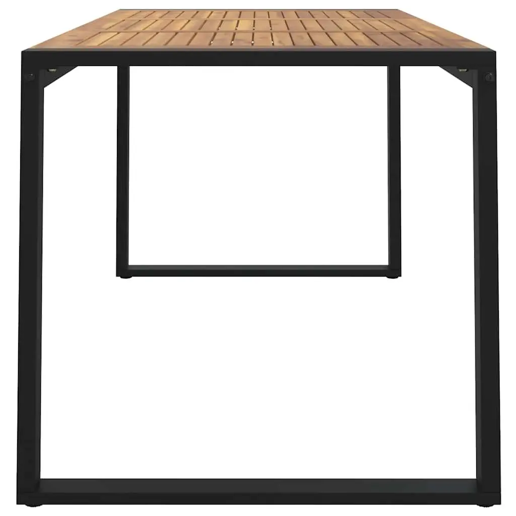 Outdoor Garden Table Brown Solid Acacia Wood U-shaped Legs