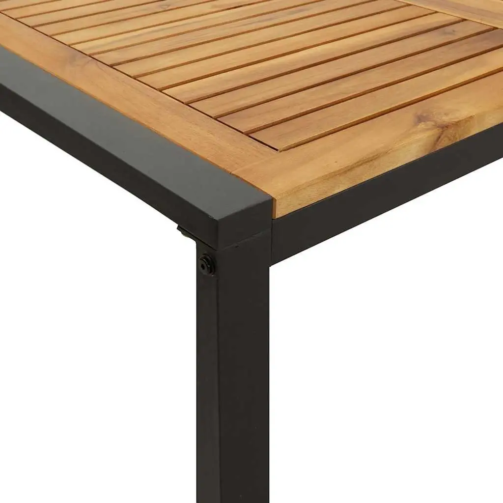 Outdoor Garden Table Brown Solid Acacia Wood U-shaped Legs