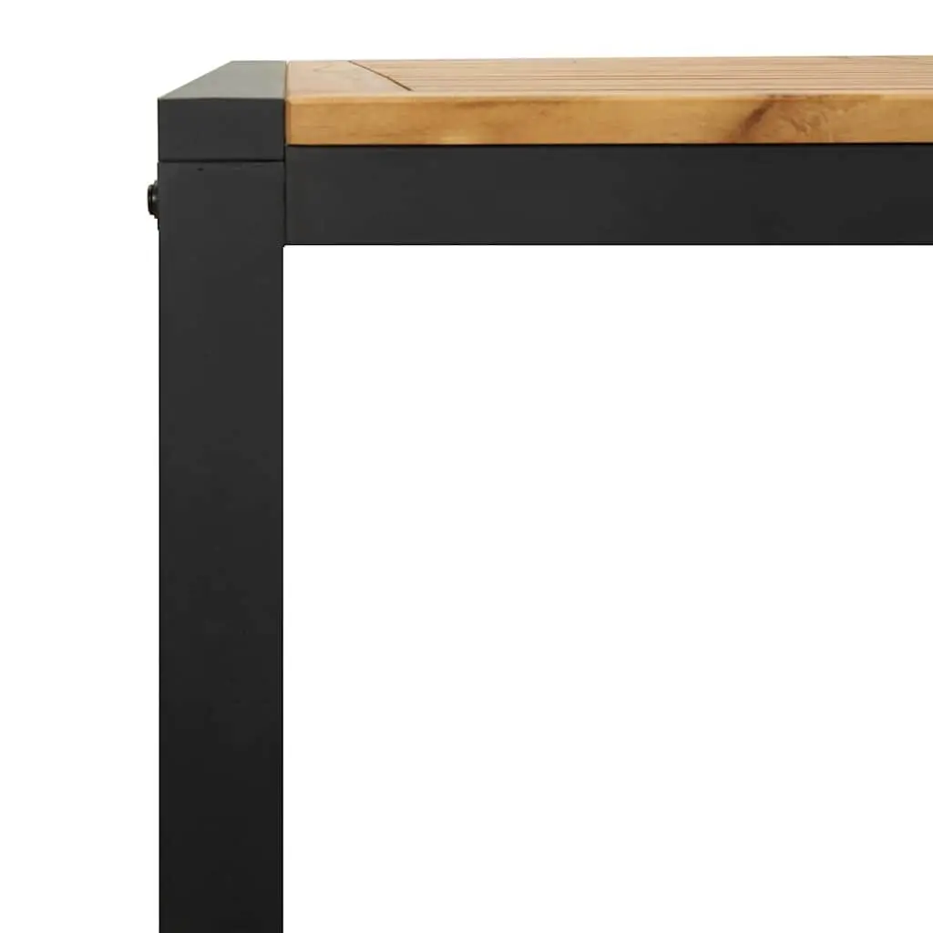 Outdoor Garden Table Brown Solid Acacia Wood U-shaped Legs