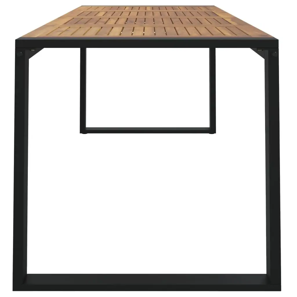 Outdoor Dining Table Brown Acacia Wood U-Shaped Legs