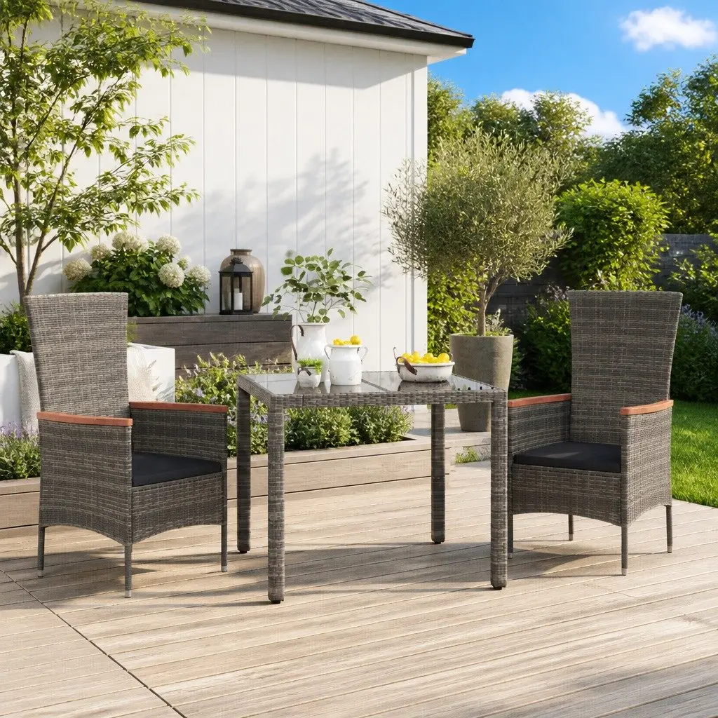 Grey Garden Chairs Set of 2 with Cushions