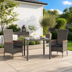 Grey Garden Chairs Set of 2 with Cushions
