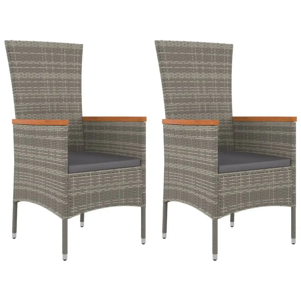 Grey Garden Chairs Set of 2 with Cushions