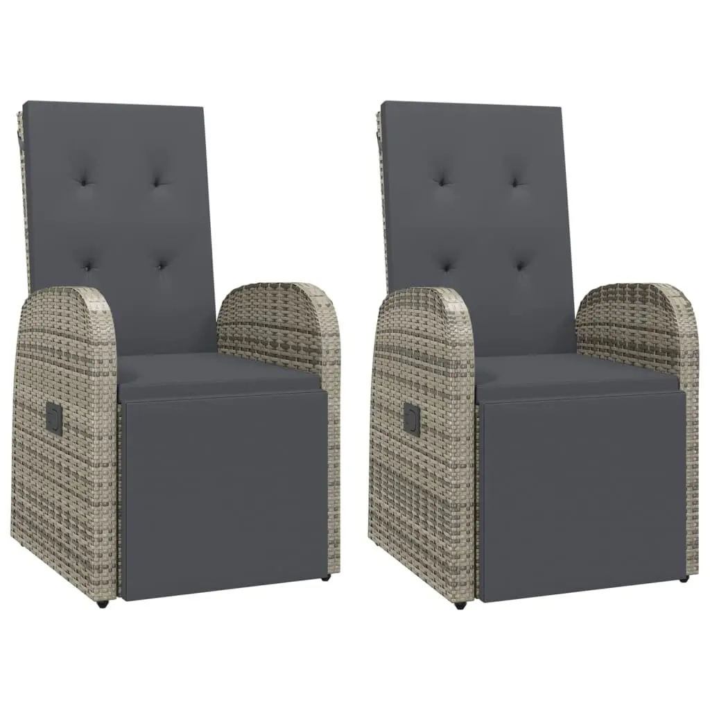 Reclining Garden Chairs Grey 2 pcs Outdoor Seating Adjustable Backrest and Footrest
