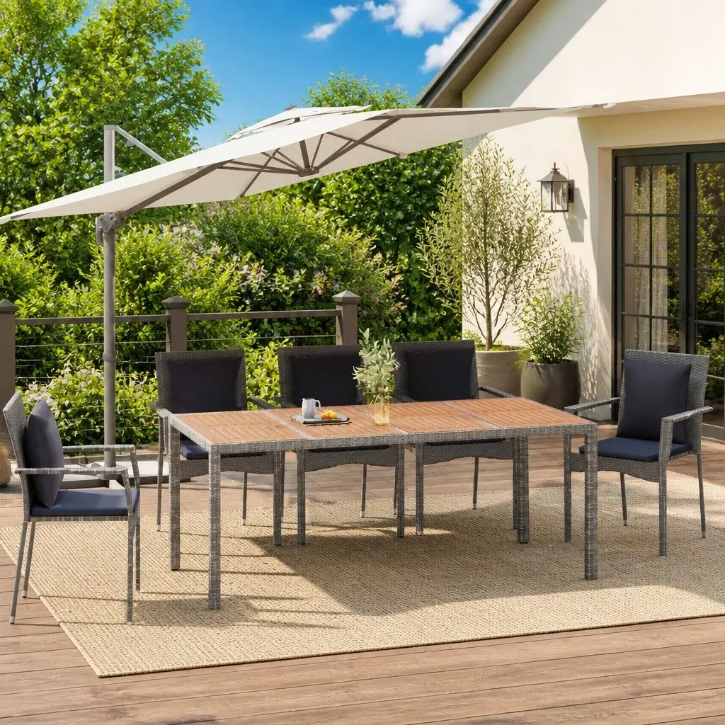Garden Table with Solid Acacia Wood Top