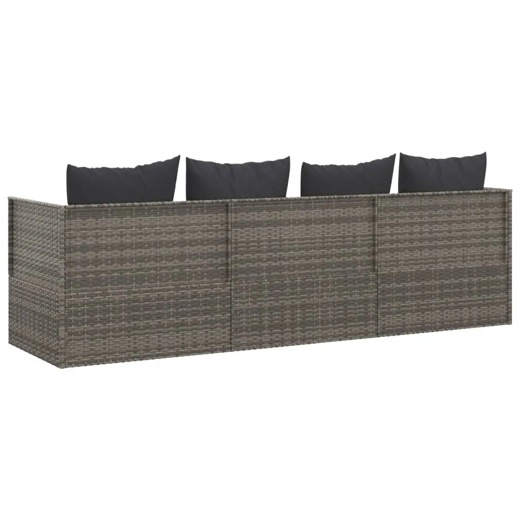 Adjustable Grey Poly Rattan Outdoor Lounge Bed with Cushions for Garden