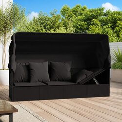 Concise Outdoor Lounge Bed with Roof and Cushions