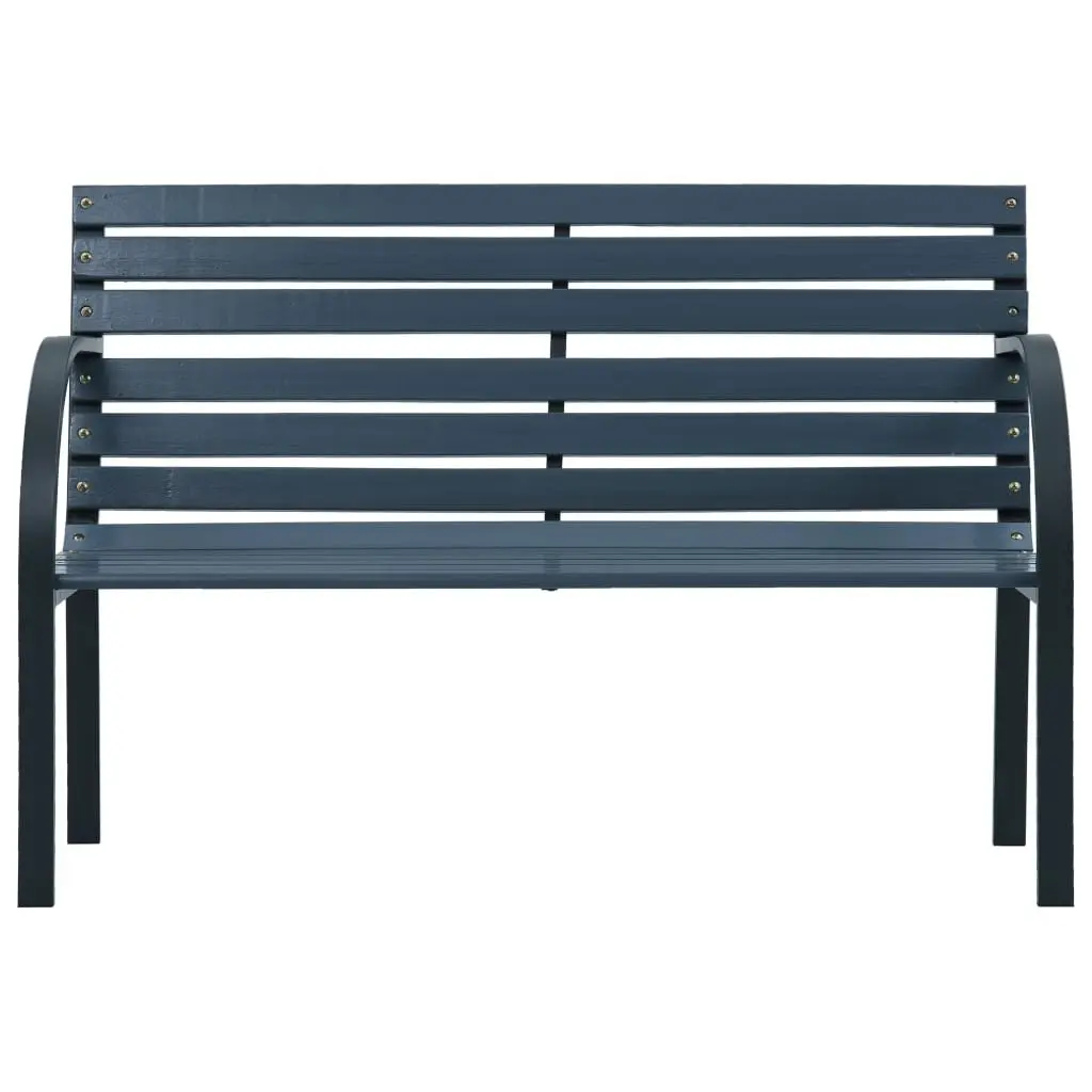 Outdoor Garden Bench Grey 112cm Wooden Seating Durable Backrest