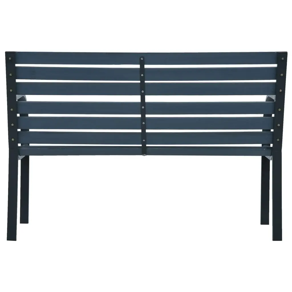 Outdoor Garden Bench Grey 112cm Wooden Seating Durable Backrest