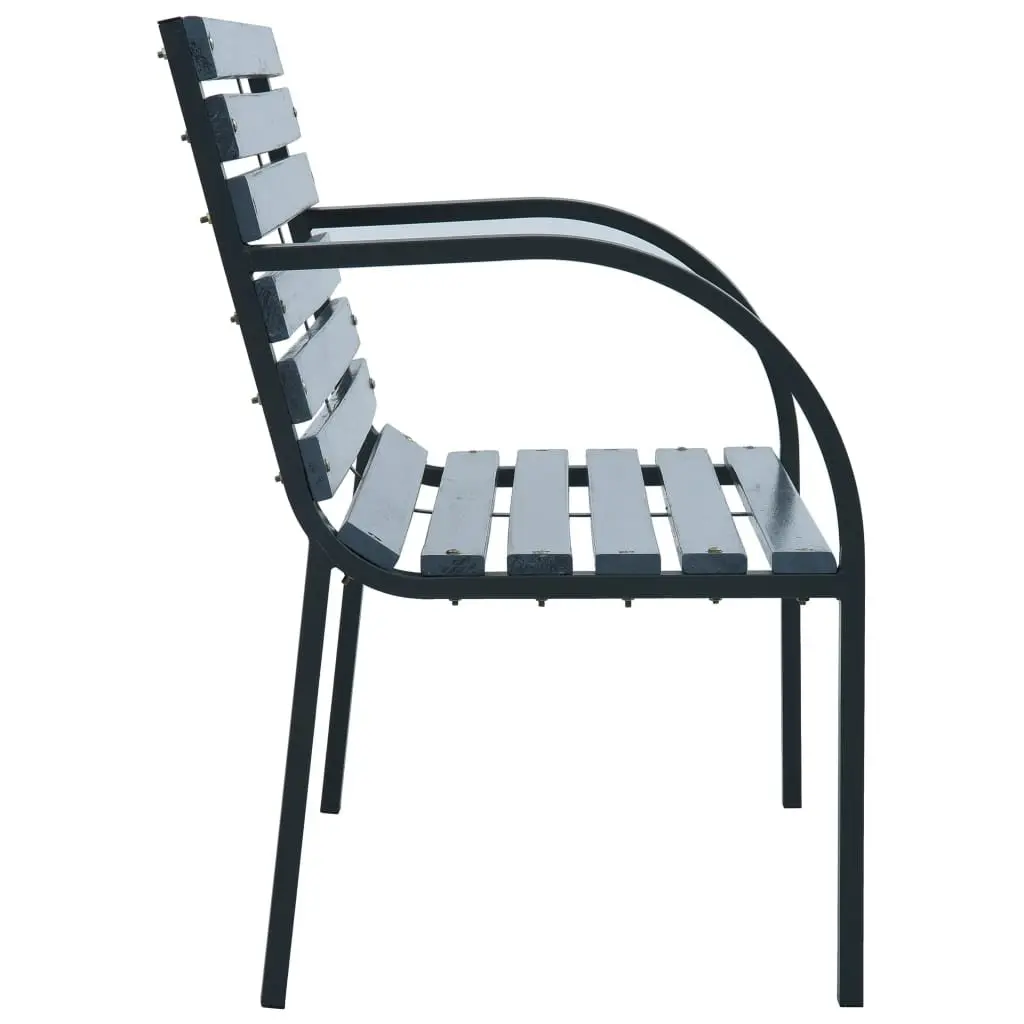 Outdoor Garden Bench Grey 112cm Wooden Seating Durable Backrest