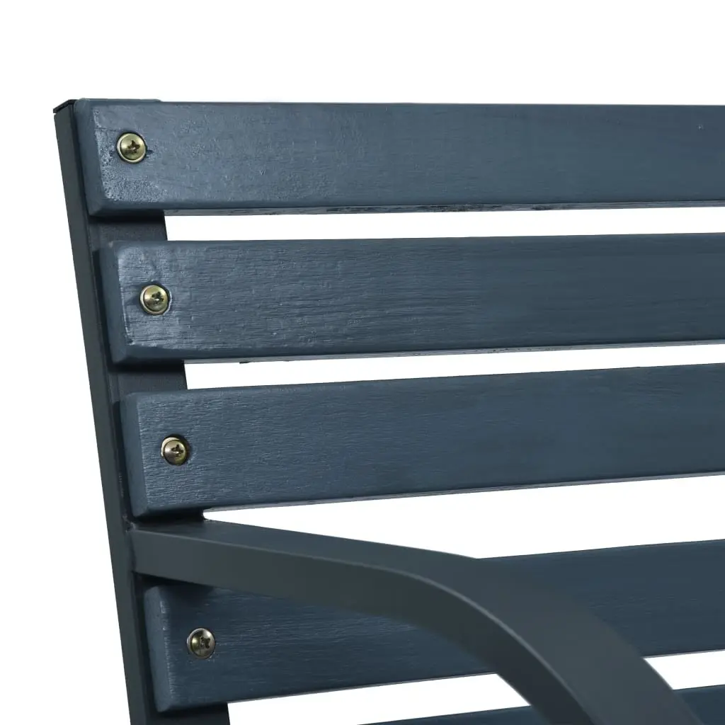 Outdoor Garden Bench Grey 112cm Wooden Seating Durable Backrest