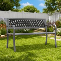 Concise 120cm Garden Bench with Steel Frame